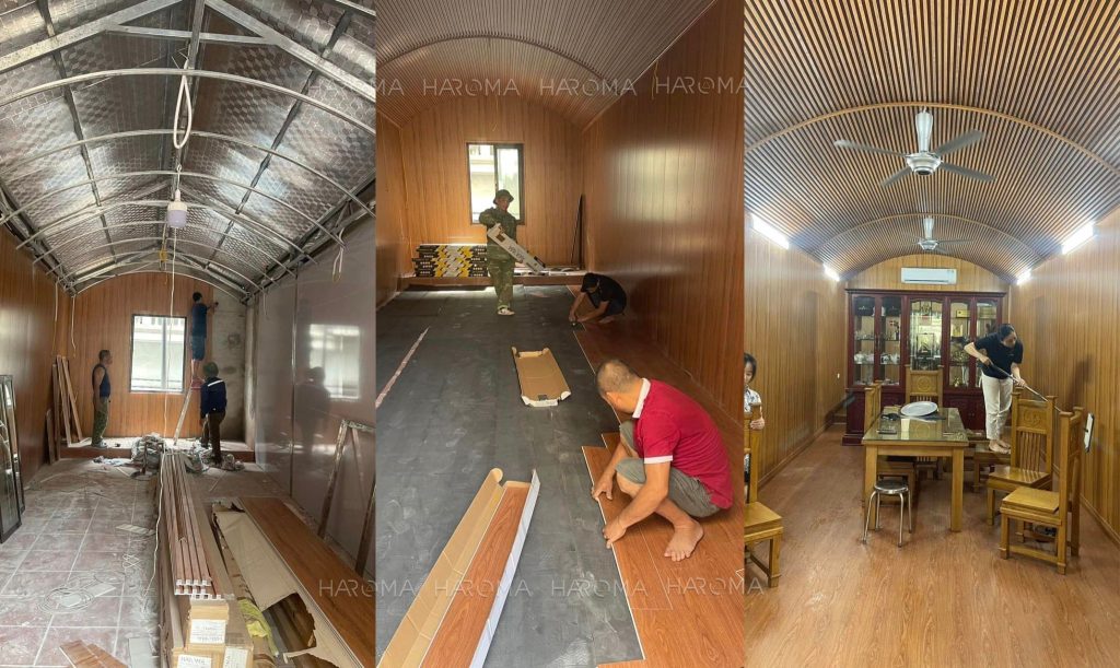 Cải tạo nhà cũ với tấm nhựa giả gỗ, lột xác bất ngờ