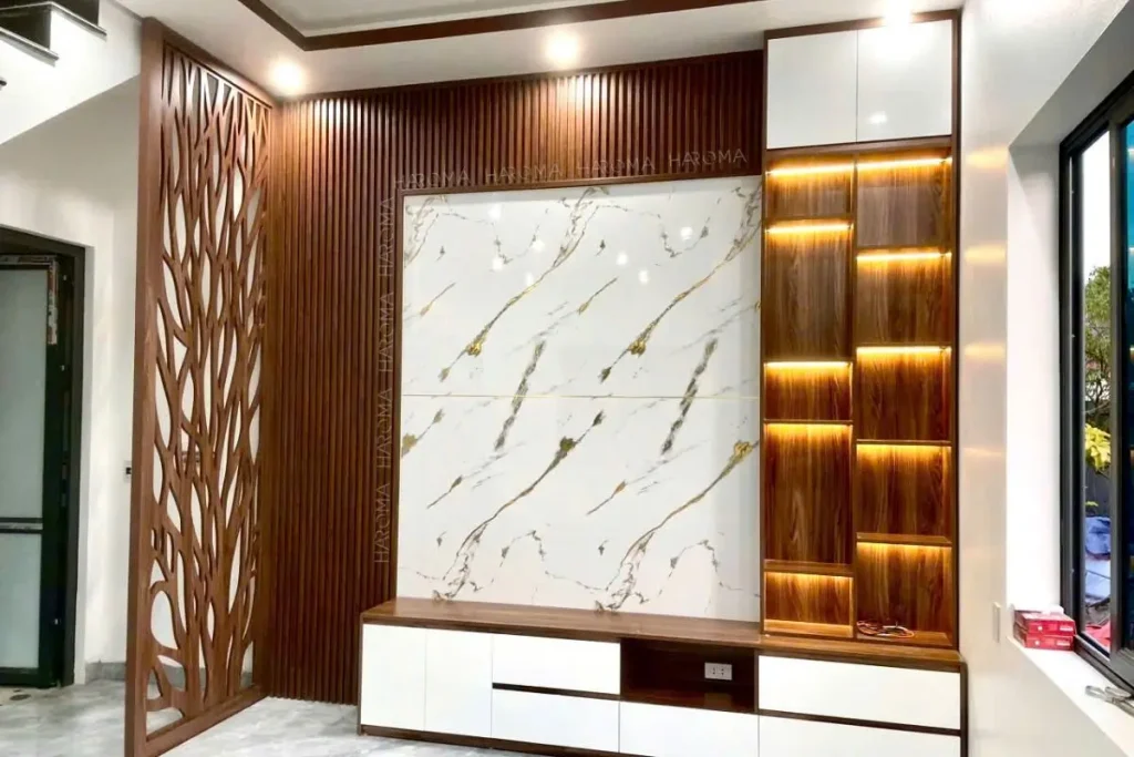 Xu hướng sử dụng các dòng vật liệu mới làm vách tivi