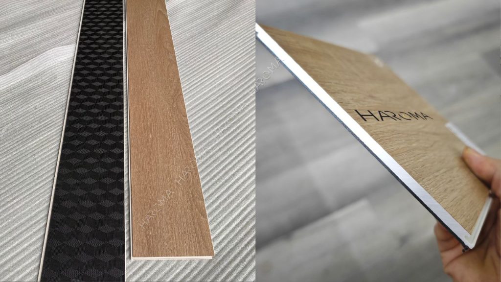 Sàn nhưa hèm khóa SPC haroma được làm từ hạt nhựa kết hợp bột đá, đế tích hợp lớp IXPE