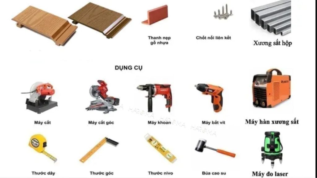 Chuẩn bị dung cụ vật tư thi công tấm ốp ngoài trời