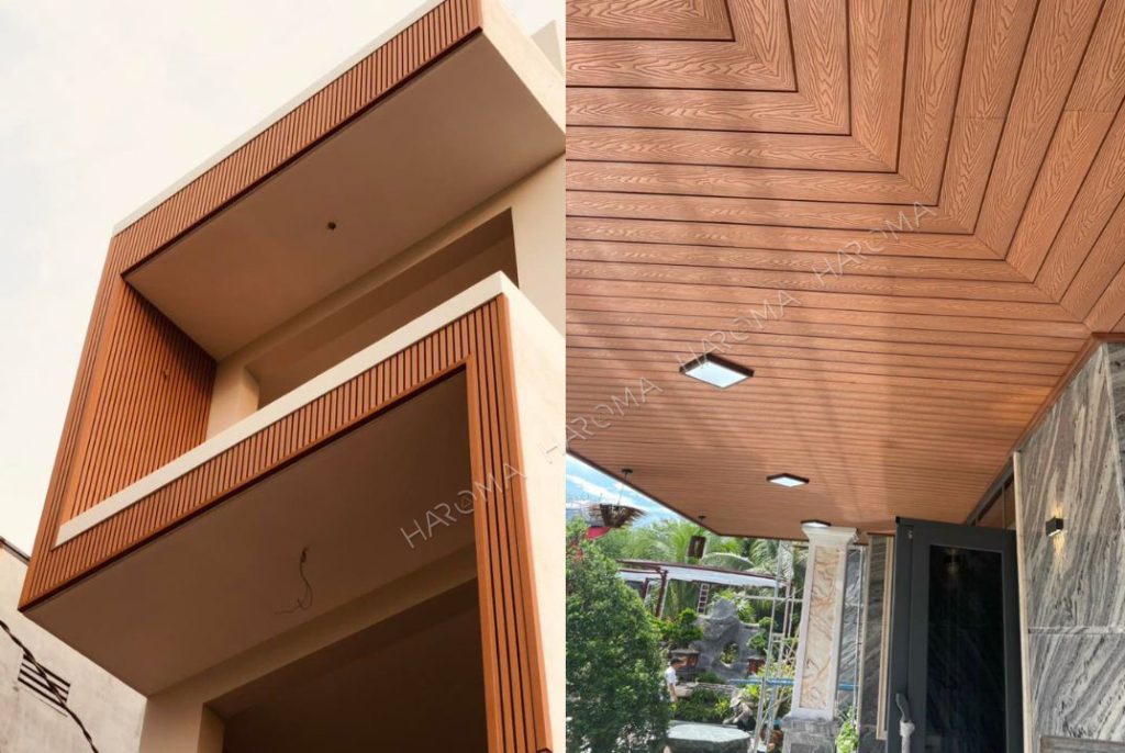 Ứng dụng gỗ nhựa trong trang trí ốp tương trần ngoài trời