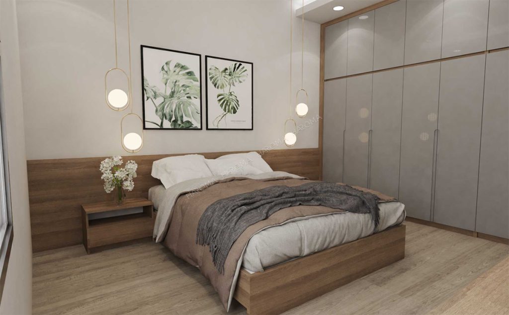 Vách đầu giường tăng tính thẩm mỹ và độ sang trọng cho không gian
