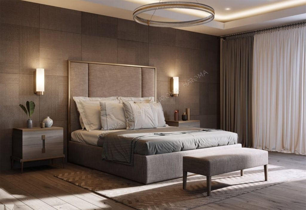 Vách đầu giường phủ nỉ 