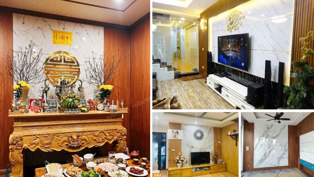 Tấm PVC vân đá ốp tường trang trí nội thất