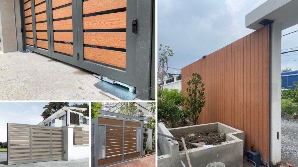 Cổng trượt gỗ nhựa tiết kiệm diện tích