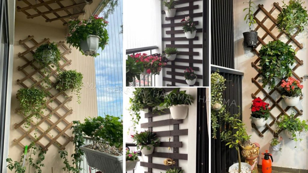 Giàn treo hoa bằng gỗ nhựa composite