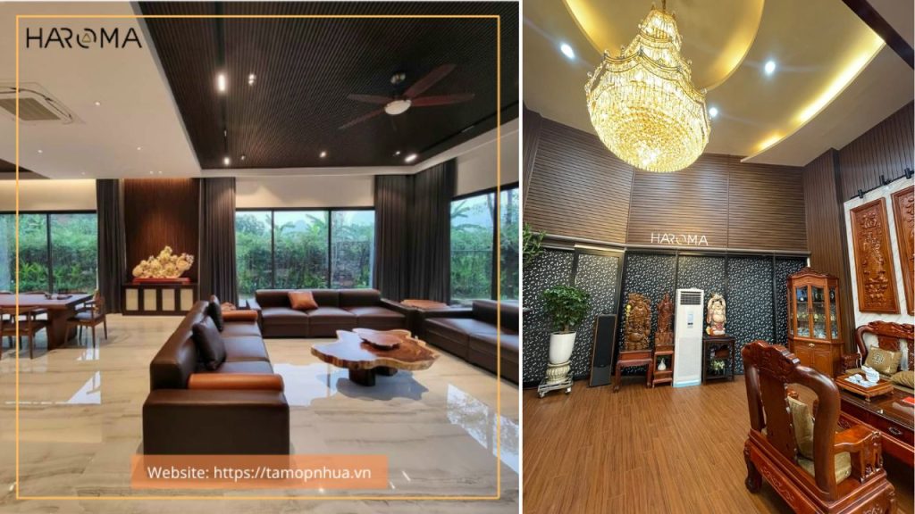 Lam sóng ốp tường trần trang trí không gian sang trọng