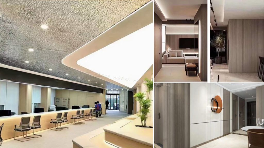 Thiết kế tấm ốp than tre và tấm PVC vân đá đều có độ sáng bóng