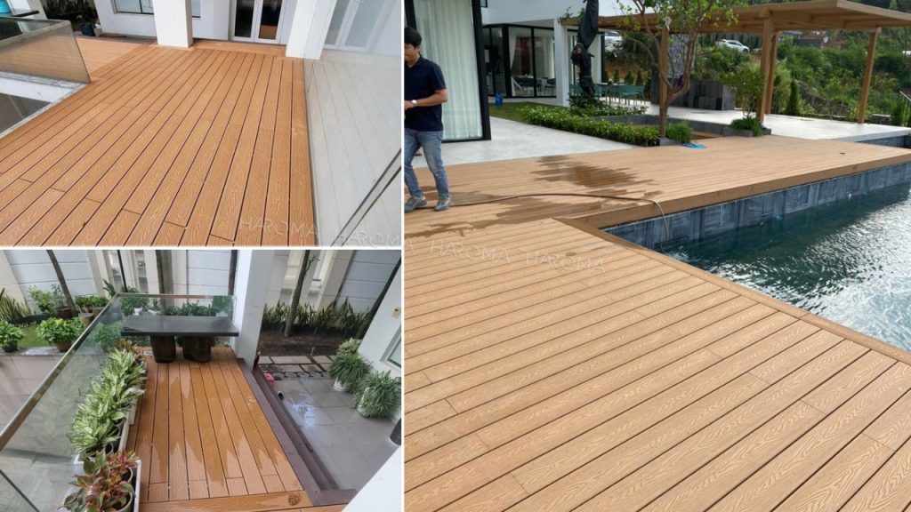 Sàn gỗ nhựa ngoài trời có độ bền cao, chống chịu mưa nắng