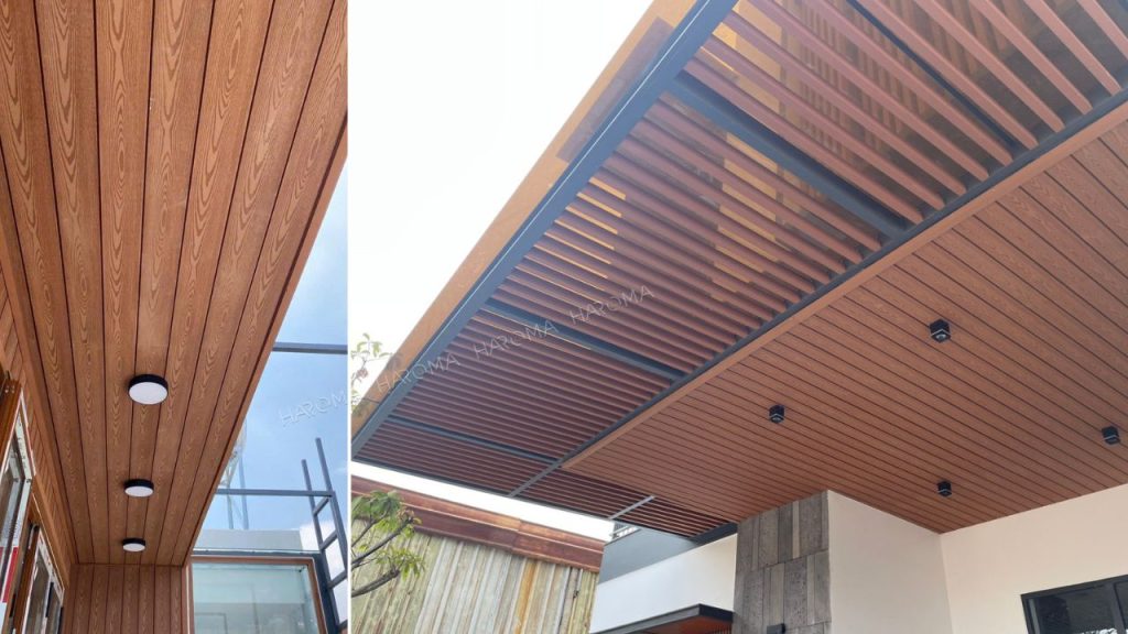 Tấm ốp gỗ nhựa ngoài trời ốp trần trang trí ngoại thất cực sang trọng