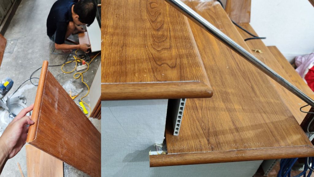 Cắt ghép nẹp bậc theo phương pháp vát 45 độ