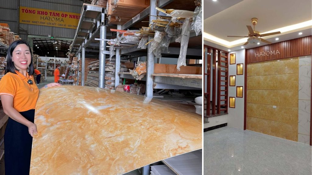 Tấm PVC vân đá ốp tường trang trí tạo điểm nhấn cho không gian