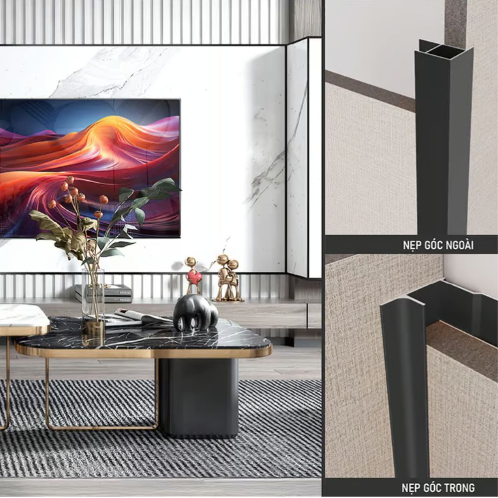 Nẹp góc trong và góc ngoài trong trang trí tấm ốp than tre
