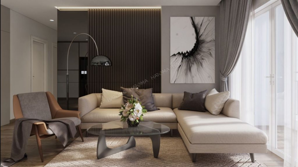 Khu vực sau ghế sofa có tác động rất lớn đến thẩm mỹ phòng khách