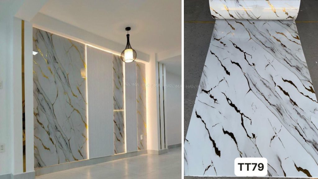 Tấm PVC vân đá sở hữu thiết kế giả đá sang trọng