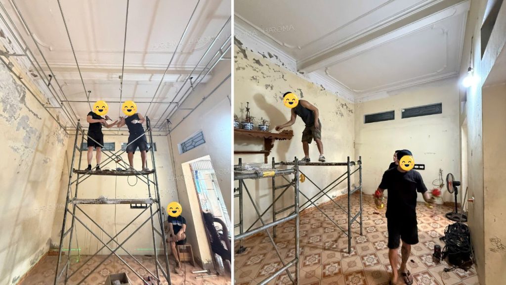 Kiểm tra và xử lý bề mặt tường trước khi thi công